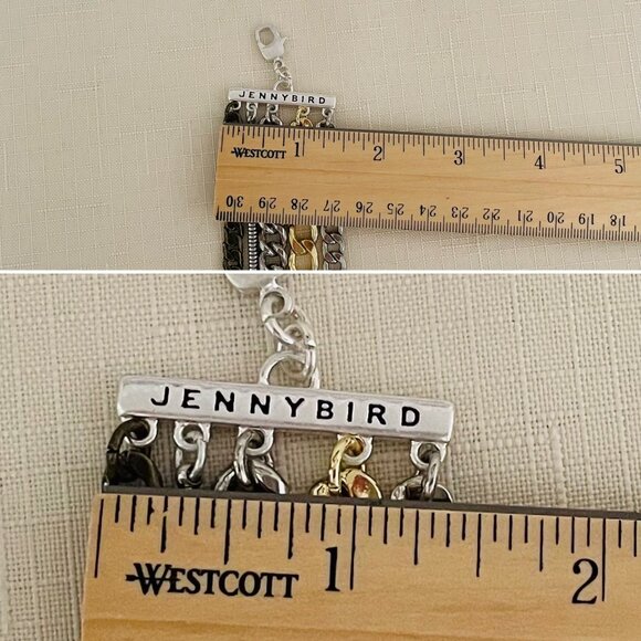 Jenny Bird Chunky Chain Austin Cuff Bracelet Mixed Metal Adjustable Length With - Picture 6 of 7